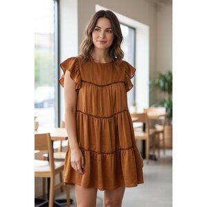 LUMIERE Women Brown Dress SMALL